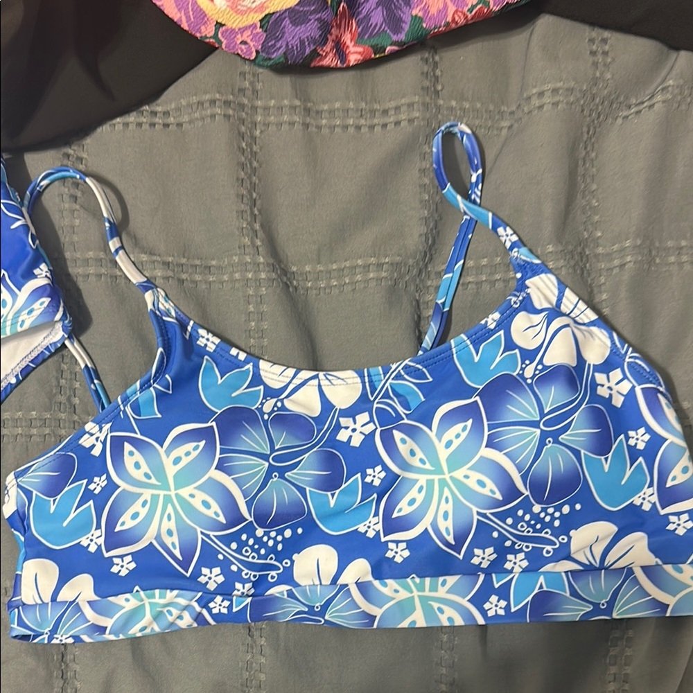 Blue Floral Bikini Top